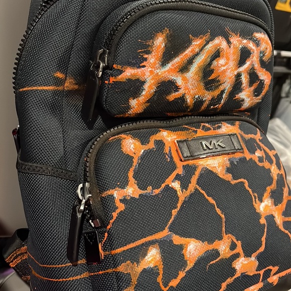 NWT Limited edition Michael Kors, mens exclusive woven canvas backpack navy blue - Picture 2 of 6